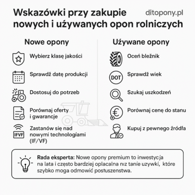 Wskazówki przy zakupie nowych i używanych opon rolniczych